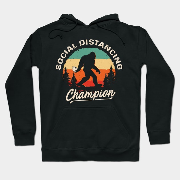 Funny Bigfoot Social Distancing Champion with Toilet Paper Hoodie by Dailygrind